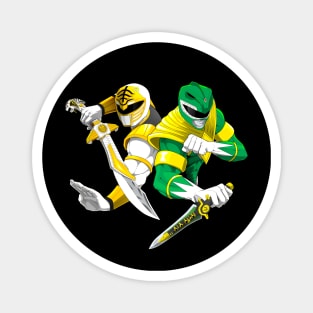 Green and White Power Rangers Magnet